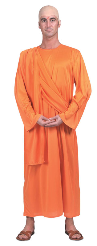 picture of a Hare Krishna devotee in saffron robes